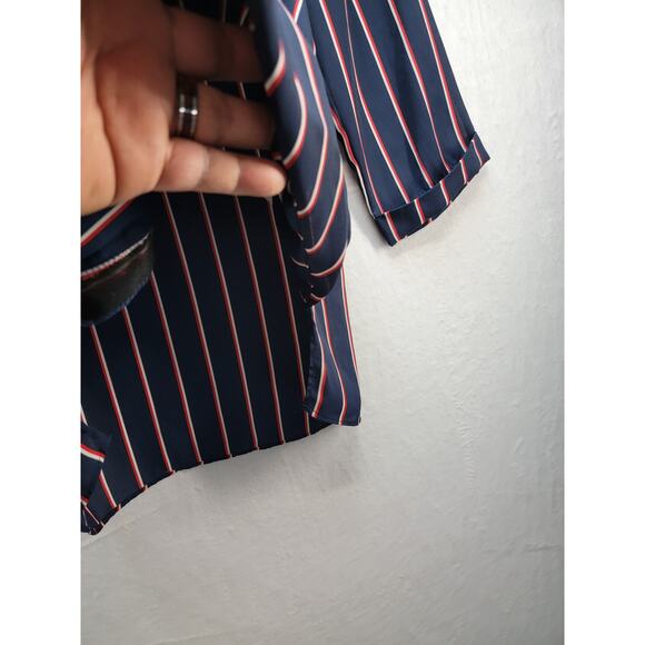 Atmosphere Striped Navy Blue and Red Blouse, Size 6 - Picture 6 of 14